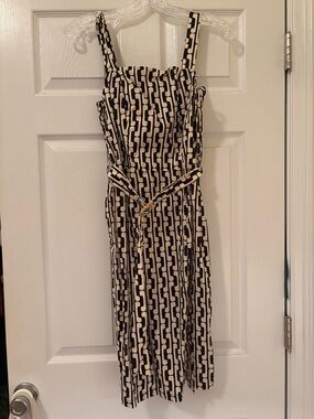 Black and White Geometric Strap Dress